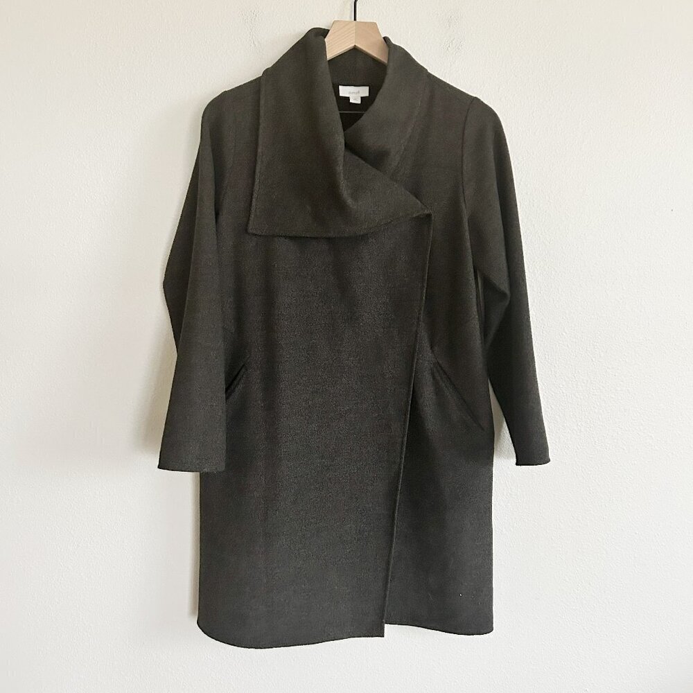 Pure J Jill Coat Womens XS Petite Charcoal Gray Long Coat Cowl Neck Fleece